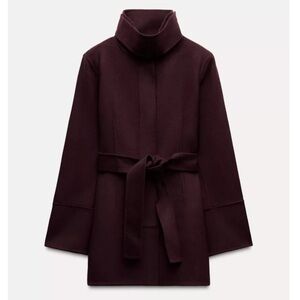 ZARA WOOL BLEND COAT IN BURGUNDY
